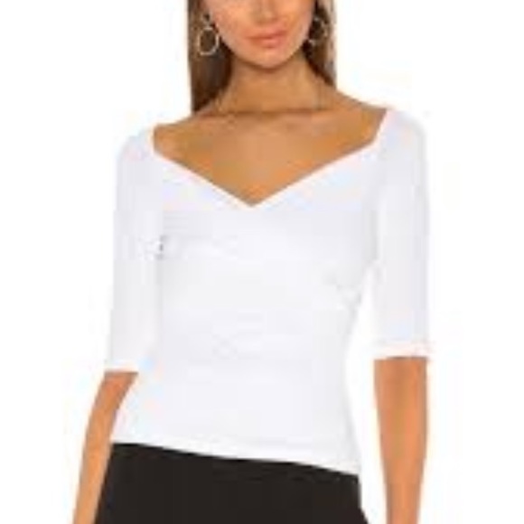 ATM CROSSOVER ELBOW SLEEVE CAMI TOP IN WHITE NWT - Picture 7 of 7
